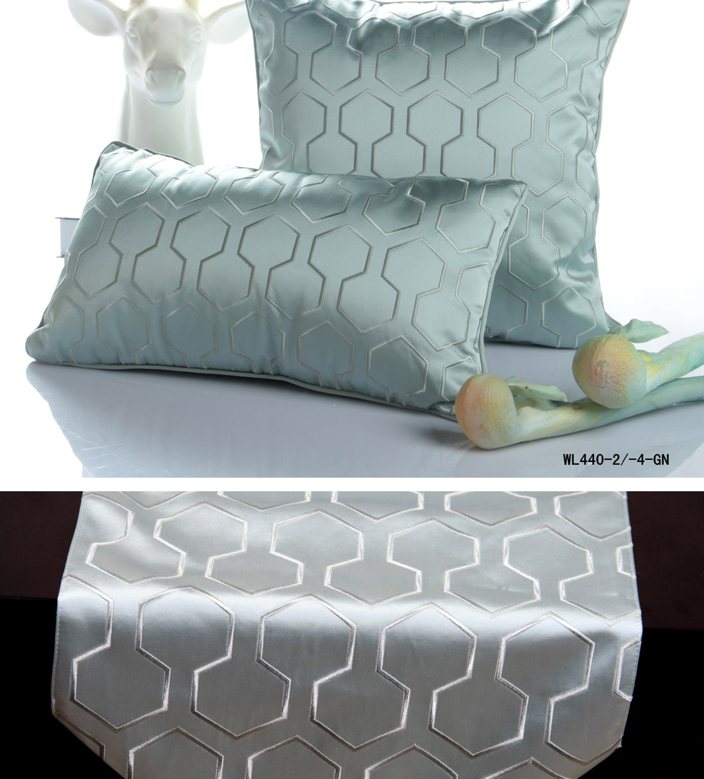 菱格刺绣抱枕腰枕桌旗套装 2色可选（不含木架费）WL4403