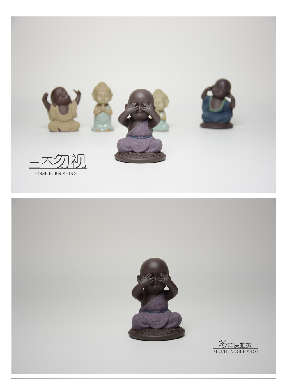 The three is not as cute little monk Chachong sand pottery tea pet ornaments YGF-CC-0151
