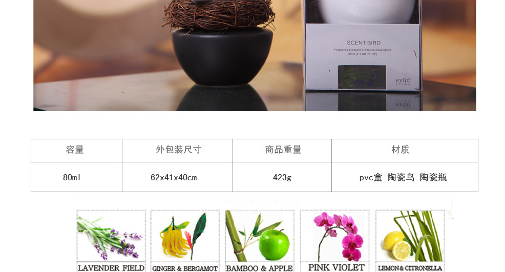 无火香薰精油套装陶瓷鸟巢熏香礼盒 小鸟A133