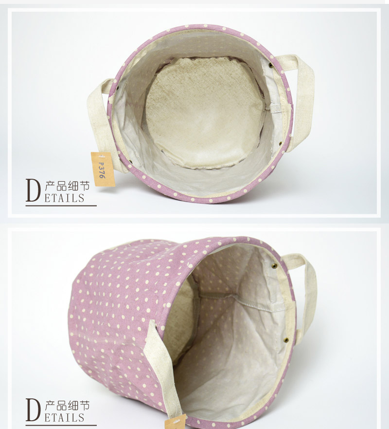 Jute round point cloth waterproof and water-proof bucket with hand clothes toys dirty clothes bucket socks receiving bucket P377-3792