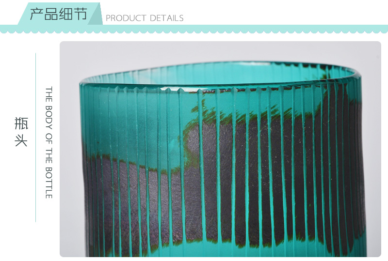 现代简欧兰/黑花瓶玻璃花瓶摆件摆设家居装饰样板间软装饰品YK8001353