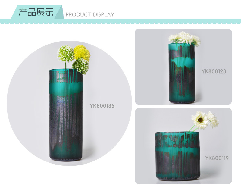现代简欧兰/黑花瓶玻璃花瓶摆件摆设家居装饰样板间软装饰品YK8001352