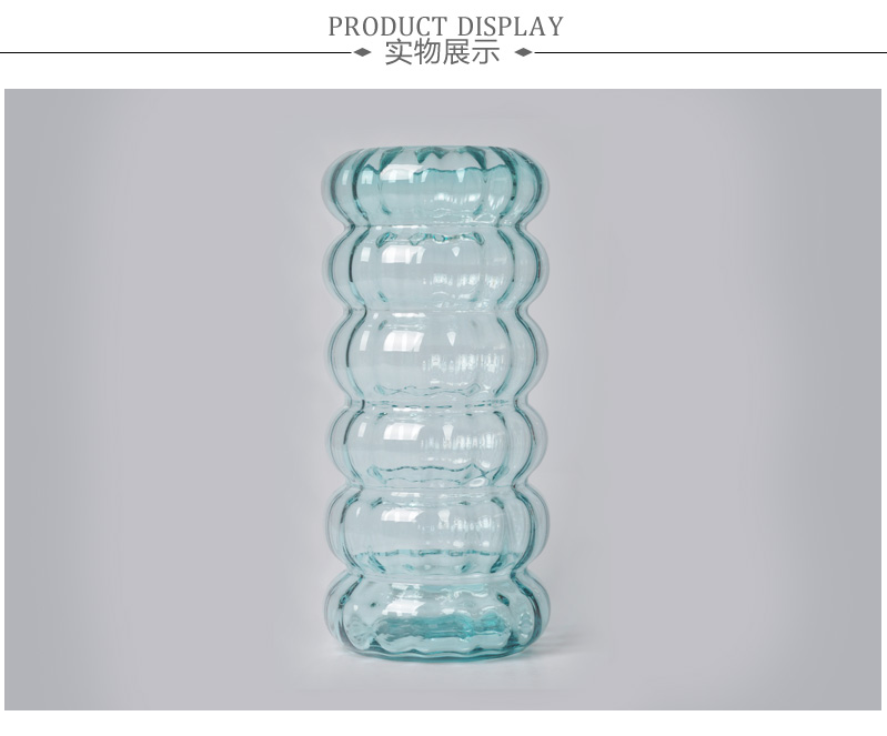 简欧现代时尚蓝色透明花瓶 家居装饰瓶摆件家居创意装饰新品33S008-332