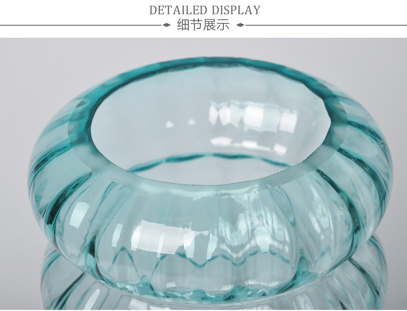 简欧现代时尚蓝色透明花瓶 家居装饰瓶摆件家居创意装饰新品33S008-333