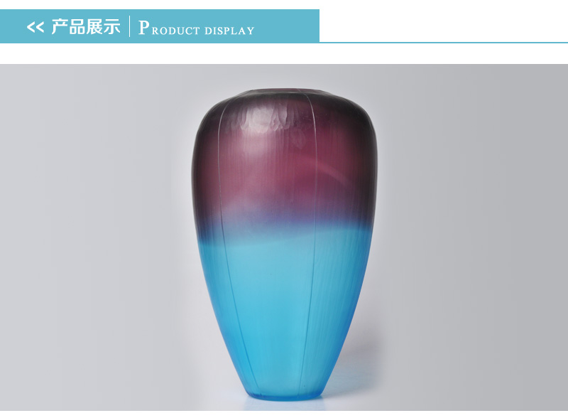 蓝紫色玻璃花瓶现代简约花器创意时尚家装饰品家居工艺品摆件8012352