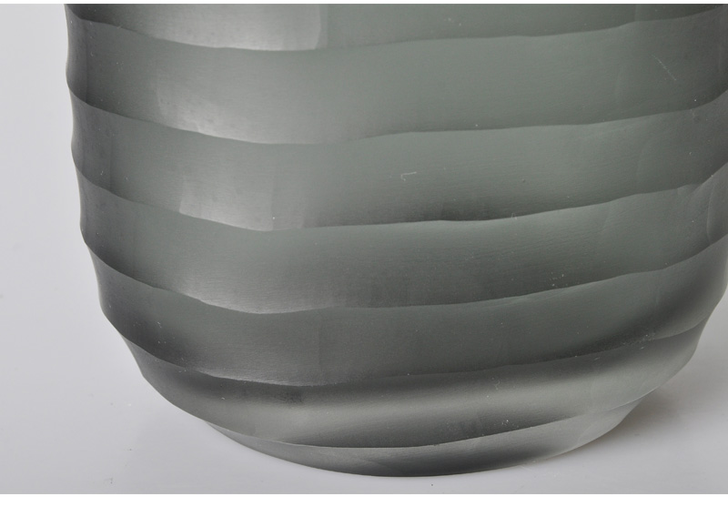 简欧现代烟灰透明圆形口玻璃花瓶 现代时尚玻璃花瓶摆件13425-4405