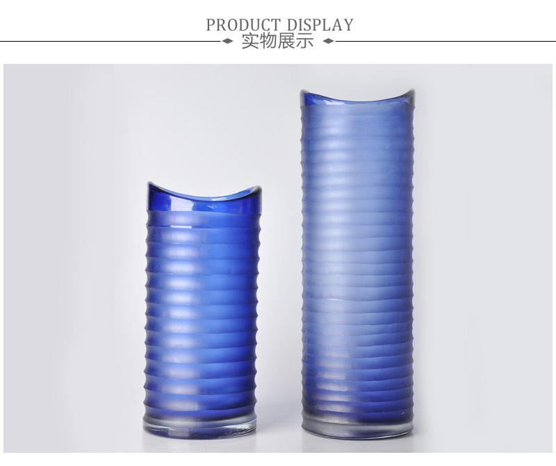 简欧现代蓝色透明玻璃花瓶摆件/欧式时尚创意家居台面花瓶花器53S001-26、53S001-362