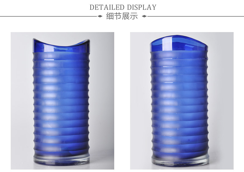 简欧现代蓝色透明玻璃花瓶摆件/欧式时尚创意家居台面花瓶花器53S001-26、53S001-363