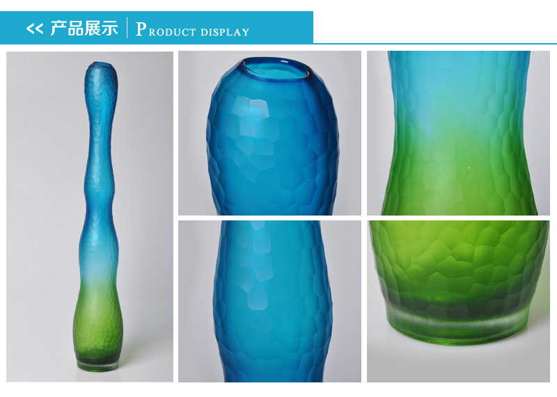 简欧现代蓝绿色葫芦状花瓶 家居彩色装饰瓶摆件乔迁创意摆件13544-5902