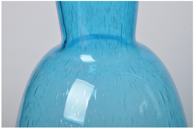 简欧现代透明创意玻璃花瓶时尚花瓶摆件饰品 结婚礼物蓝色细口花瓶23F68-53、23F68-454