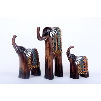 现代造型摆件 棕色树脂家饰家居摆件大象包布191307、08、09