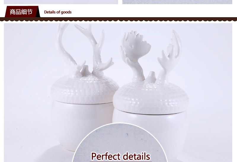 创意陶瓷罐动物立体创意卡通可爱罐两件套小王子鹿角坚果罐40137014