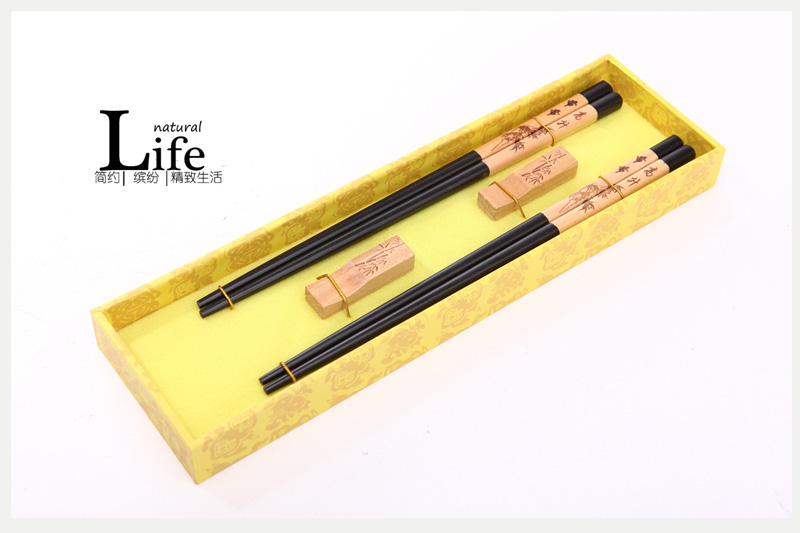 顶级礼品节节高升木雕筷子家用木属工艺雕刻筷配礼盒D2-0011