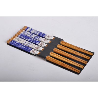 梅兰菊竹图案竹木筷子家用筷工艺礼品筷子防滑拉钩筷（5双/套）GP011