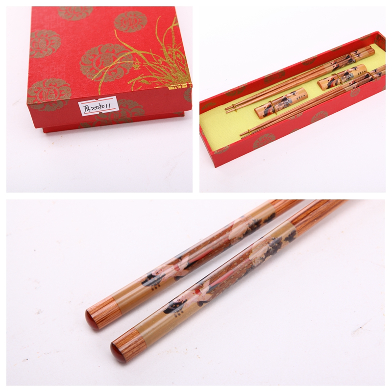 高档礼品筷子日本艺妓印花2双翻盖Y2-0113