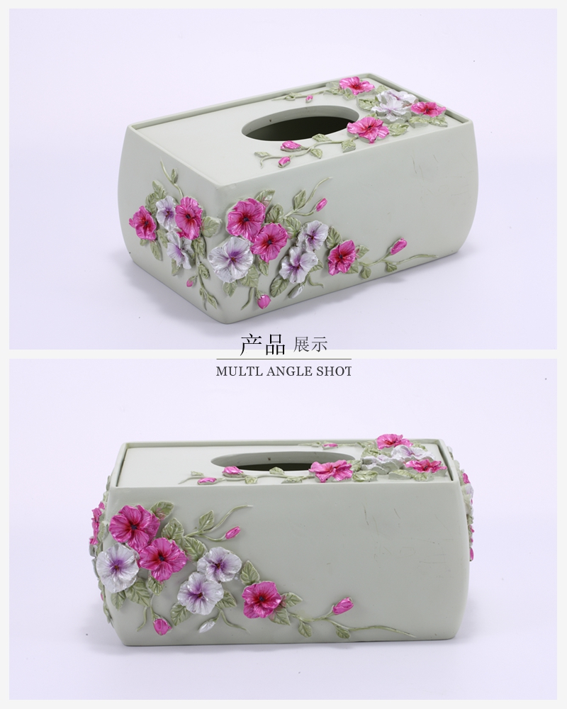 欧式新婚庆礼品高档树脂洗漱卫浴套件装浪漫庄园纸巾盒YYJ-ZJH-0042