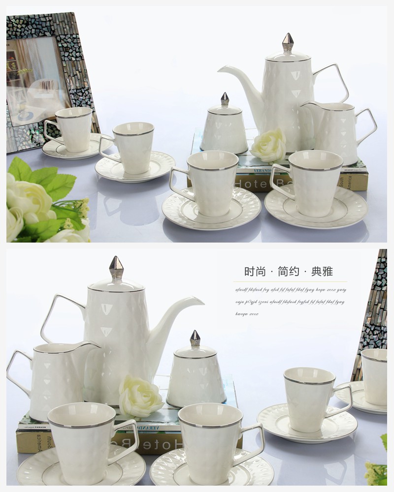 工艺品摆件创意家庭家居 咖啡杯套装 三壶+4大杯大碟（不含木架费）NHTC1034-11-WS2