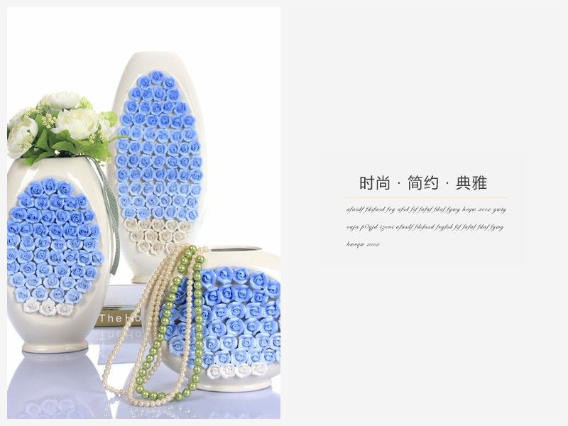 创意装饰品客厅工艺摆件时尚简约欧式 渐变玫瑰花瓶（不含木架费）NHTC1053-1-BE 2-BE 1054-BE2
