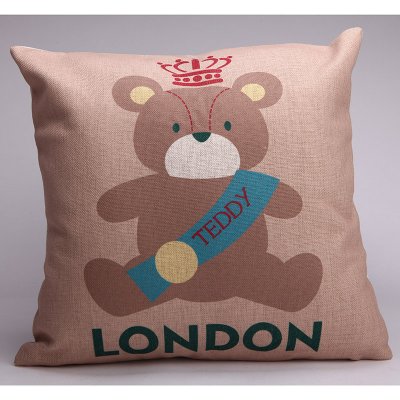 复古风 可爱伦敦小熊棉麻抱枕套 时尚舒适ZT057-0227-1-3