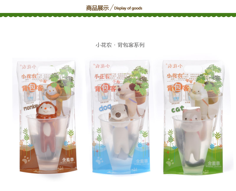 背包客创意礼物尾巴吸水植物 桌面迷你盆栽432681