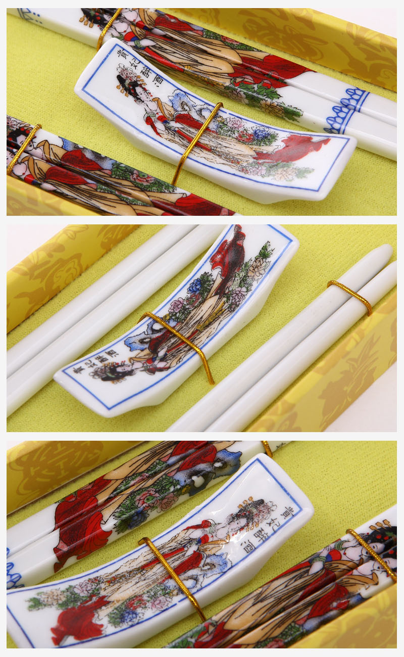 古典手绘筷子2对套装 贵妃醉酒图案 天然健康 高档礼品T2-0023