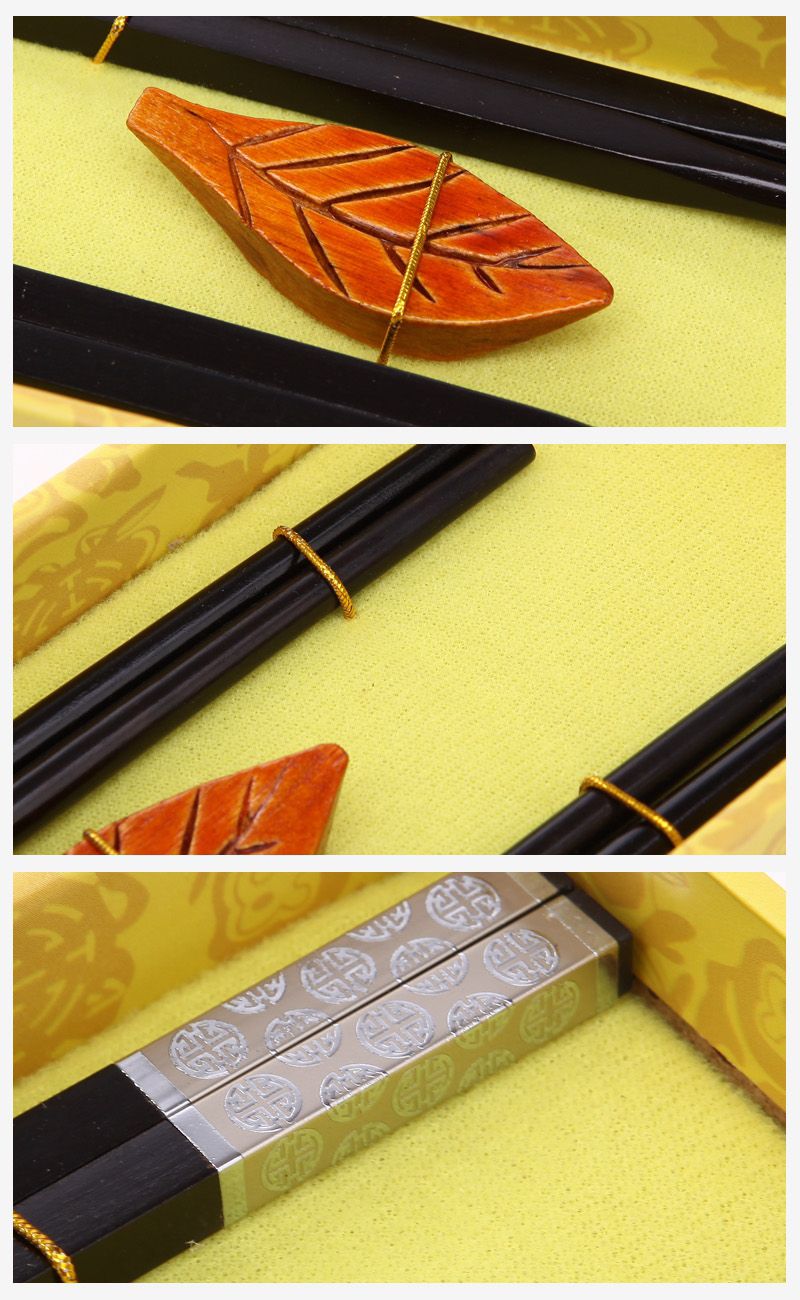 高档礼品筷子银色印花古装2双翻盖J2-0063