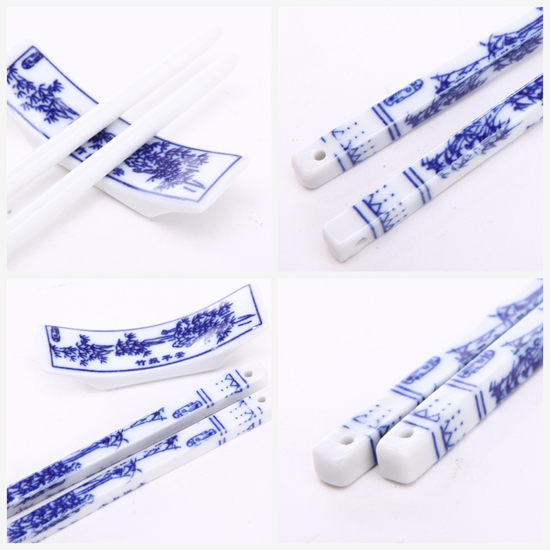 古典陶瓷手绘筷子6对套装 竹报平安图案 天然健康 高档礼品T6-0024