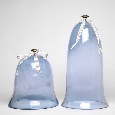 欧式时尚简约风格玻璃摆件淡蓝色简约玻璃罩14A046、14A047