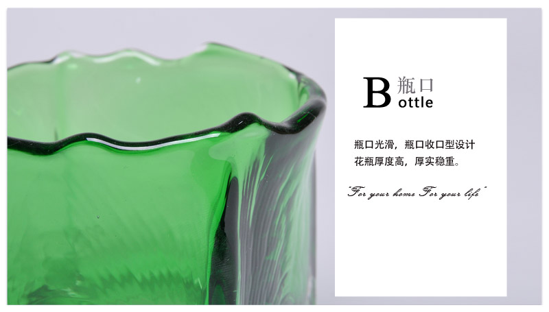 现代时尚翠绿方底圆口小花瓶摆件家居装饰14A0668