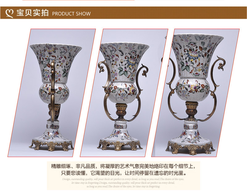 欧式花瓶 奢华陶瓷装饰品客厅电视柜摆件结婚礼物MC-13442
