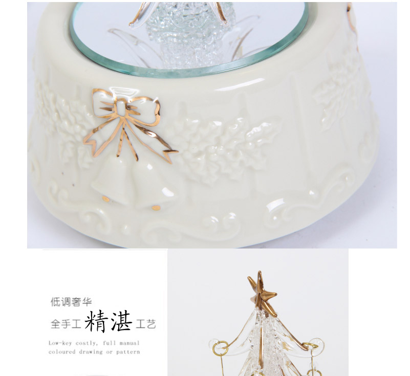 拉丝水晶音乐盒 八音音乐盒 陶瓷 浪漫礼物 带彩灯 水晶圣诞树（不含木架费）JX-10015