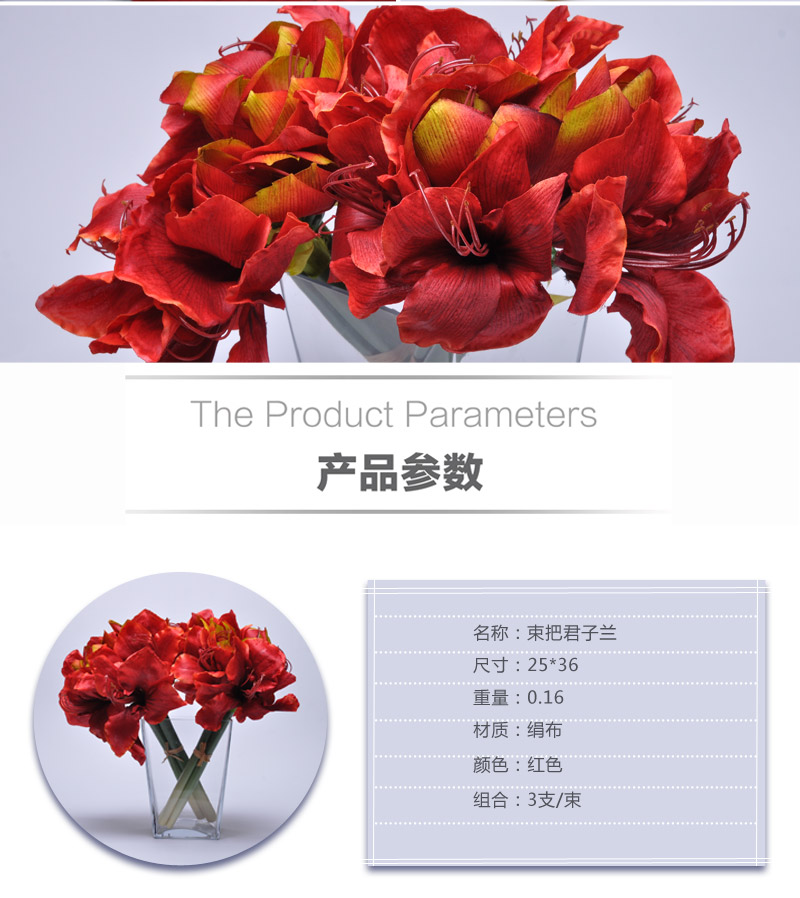 仿真把束君子兰 家居装饰花 假花绢花客厅茶几摆放花婚庆花TWC-10006-RE5