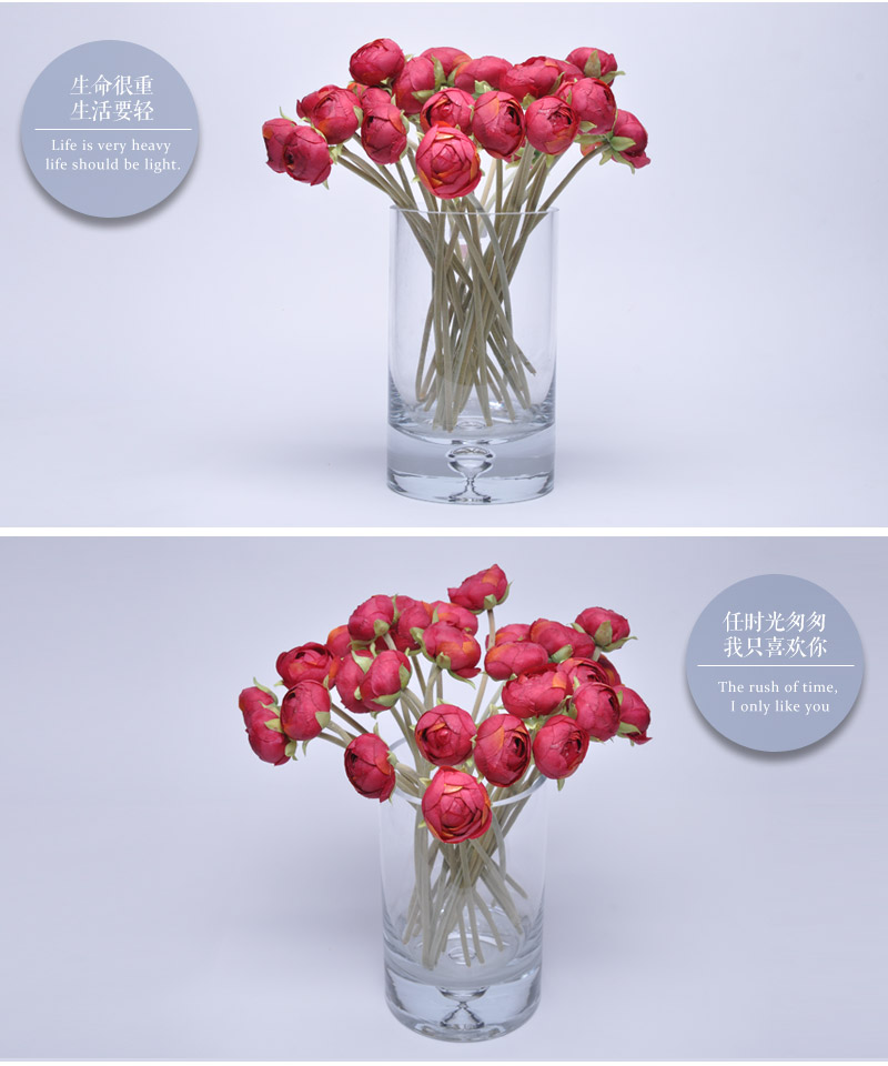 家居高仿真花假花露莲茶花欧式花艺 客厅 装饰花卧室餐桌摆放花卉HYP-10053-RE3
