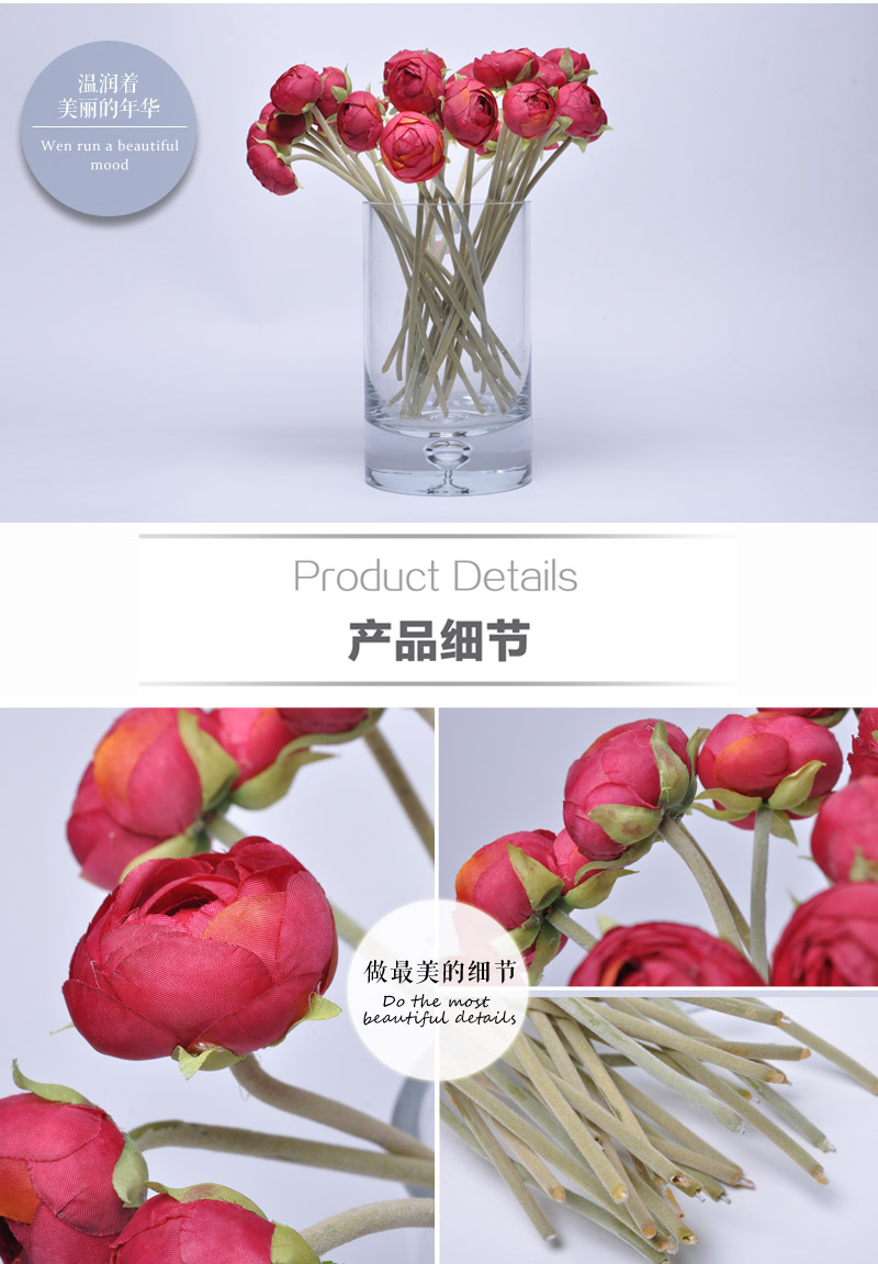 家居高仿真花假花露莲茶花欧式花艺 客厅 装饰花卧室餐桌摆放花卉HYP-10053-RE4