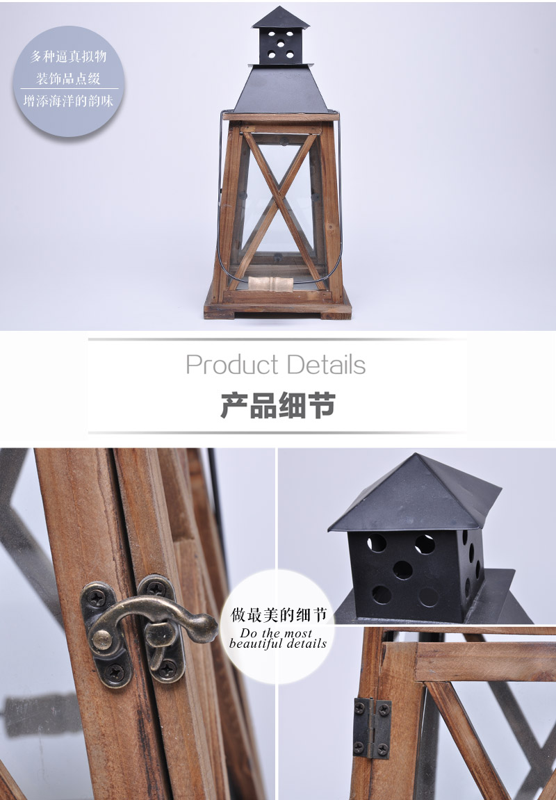 地中海手工 高档摆件 北欧风格挂壁灯 原木炭烧风灯烛台ZF18404