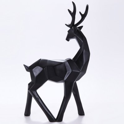 欧式创意高档树脂麋鹿摆件样板房客厅黑色工艺装饰品摆件1111188-S01、1111185-S01