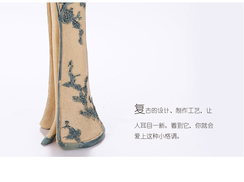 创意树脂上海女人家居摆件装饰品古代仕女人物旗袍花纹工艺品161542-V444