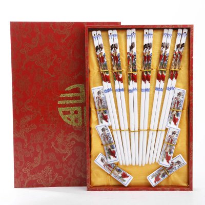 古典陶瓷手绘筷子6对套装 贵妃醉酒图案 天然健康 高档礼品T6-006