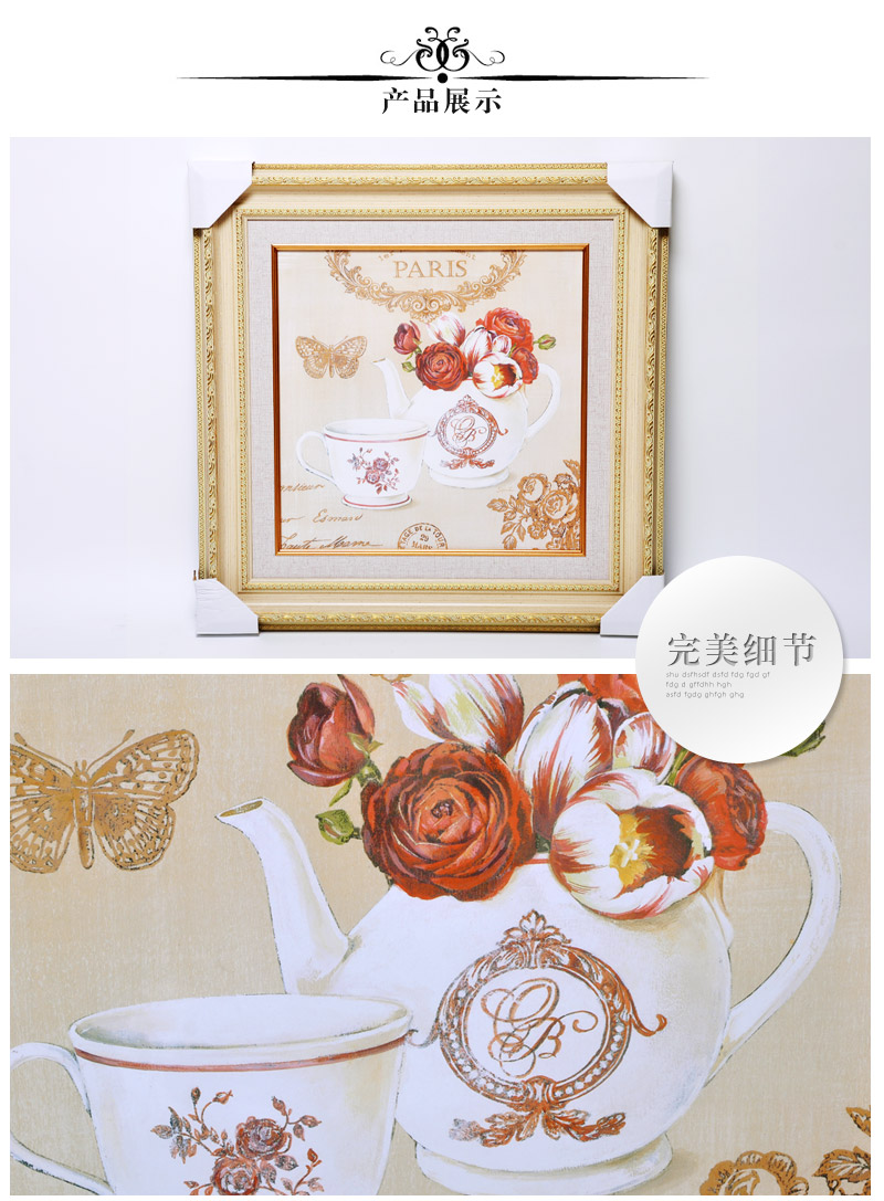 餐具简约餐厅装饰画饭厅带框画墙壁挂画花瓶玫瑰花卉SPG ZS0343