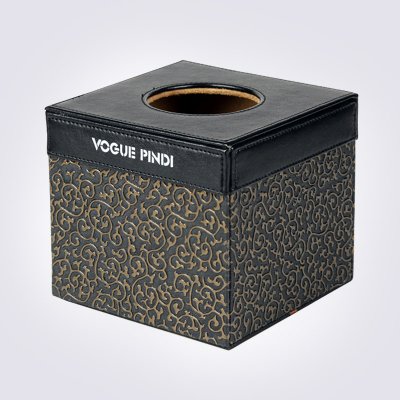 品地白底金花欧式风格皮革可爱创意正方形圆筒纸纸巾盒