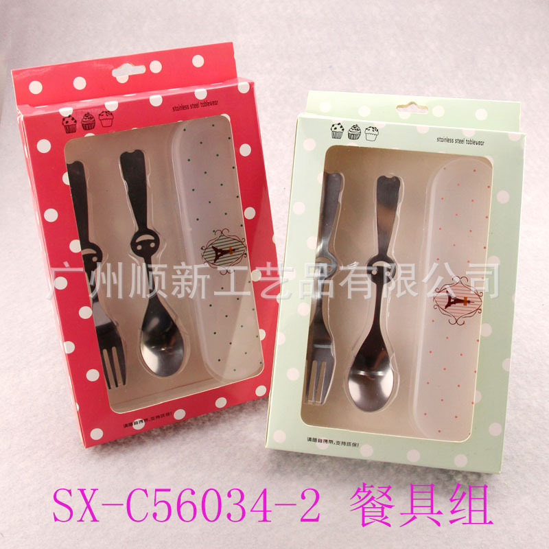 【2015爆款】工厂直供优质卡通不锈钢环保餐具组便携叉勺套装组1
