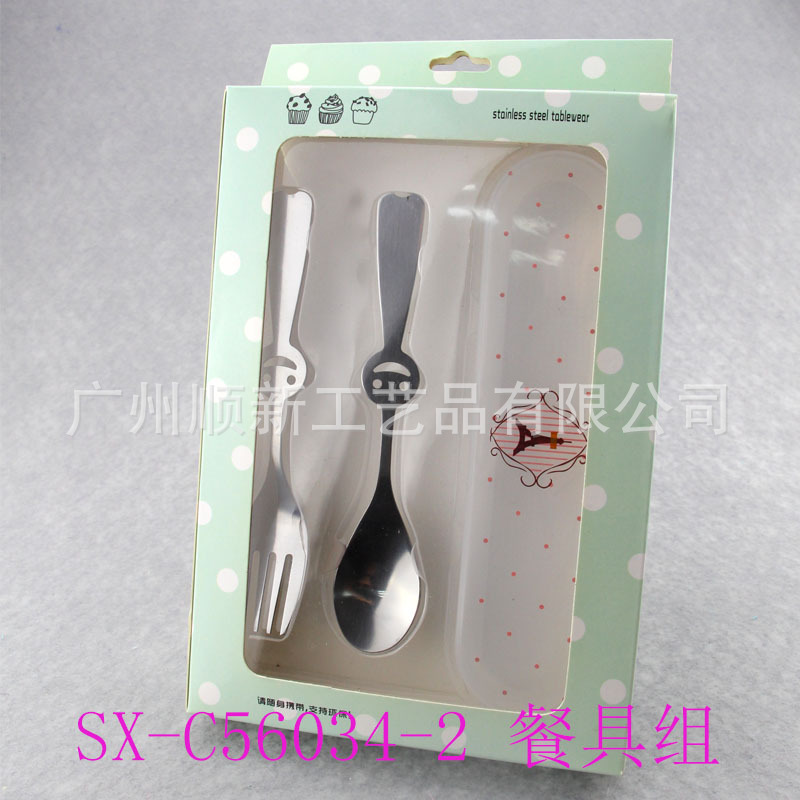 【2015爆款】工厂直供优质卡通不锈钢环保餐具组便携叉勺套装组3