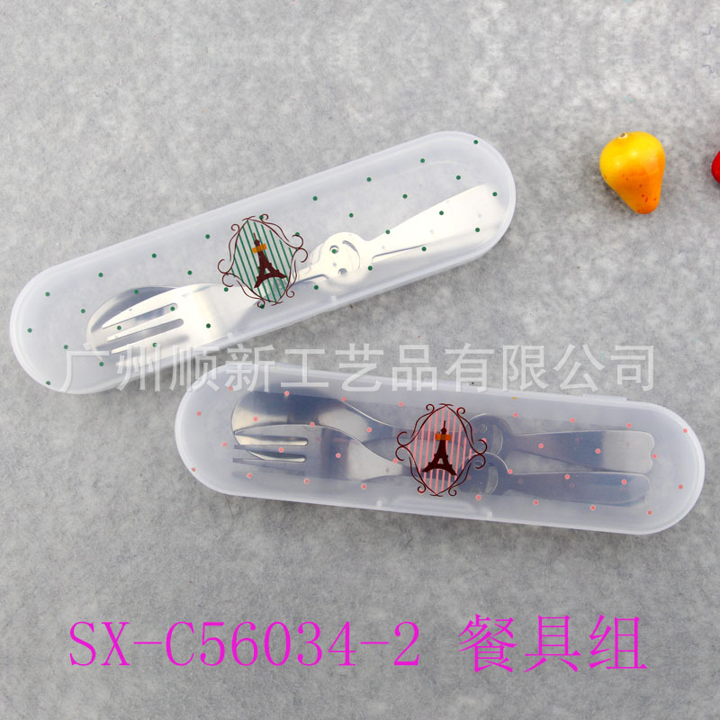 【2015爆款】工厂直供优质卡通不锈钢环保餐具组便携叉勺套装组5