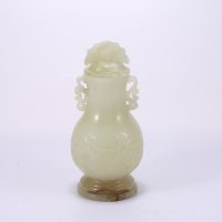 新款天然红花青玉创意葫芦造型玉器带盖酒瓶摆件家居客厅书房时尚大方玉器摆件高档商务送礼佳品正品A8