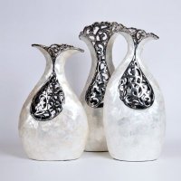 现代陶瓷贴贝壳造型摆件 创意白银贝壳镂空造型花瓶 创意工艺品摆件PV8538-16.3-1041W