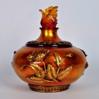 复古创意陶瓷花瓶摆件 艺术红金色储物装饰两用花瓶 创意家居软装饰花瓶储物摆件OH4254-2038G