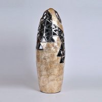 现代简约陶瓷贴贝壳装饰瓶插花器 创意装饰瓶工艺品花器摆件PV8636-21-1045