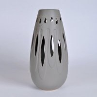 新古典陶瓷花瓶摆件 灰色艺术镂空仿陶埙造型高瓶装饰花瓶 创意家居装饰瓶OH022-8111-58G2