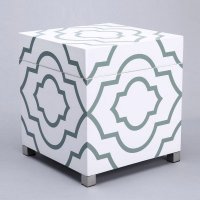 欧式时尚高档收纳盒 白色祥云收纳盒 个性白底绿纹创意收纳盒（可定制）ATMYXJH006