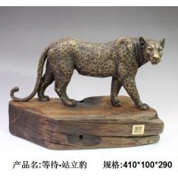 欧式简约铜制等待-站立豹摆件客厅书房卧室装饰